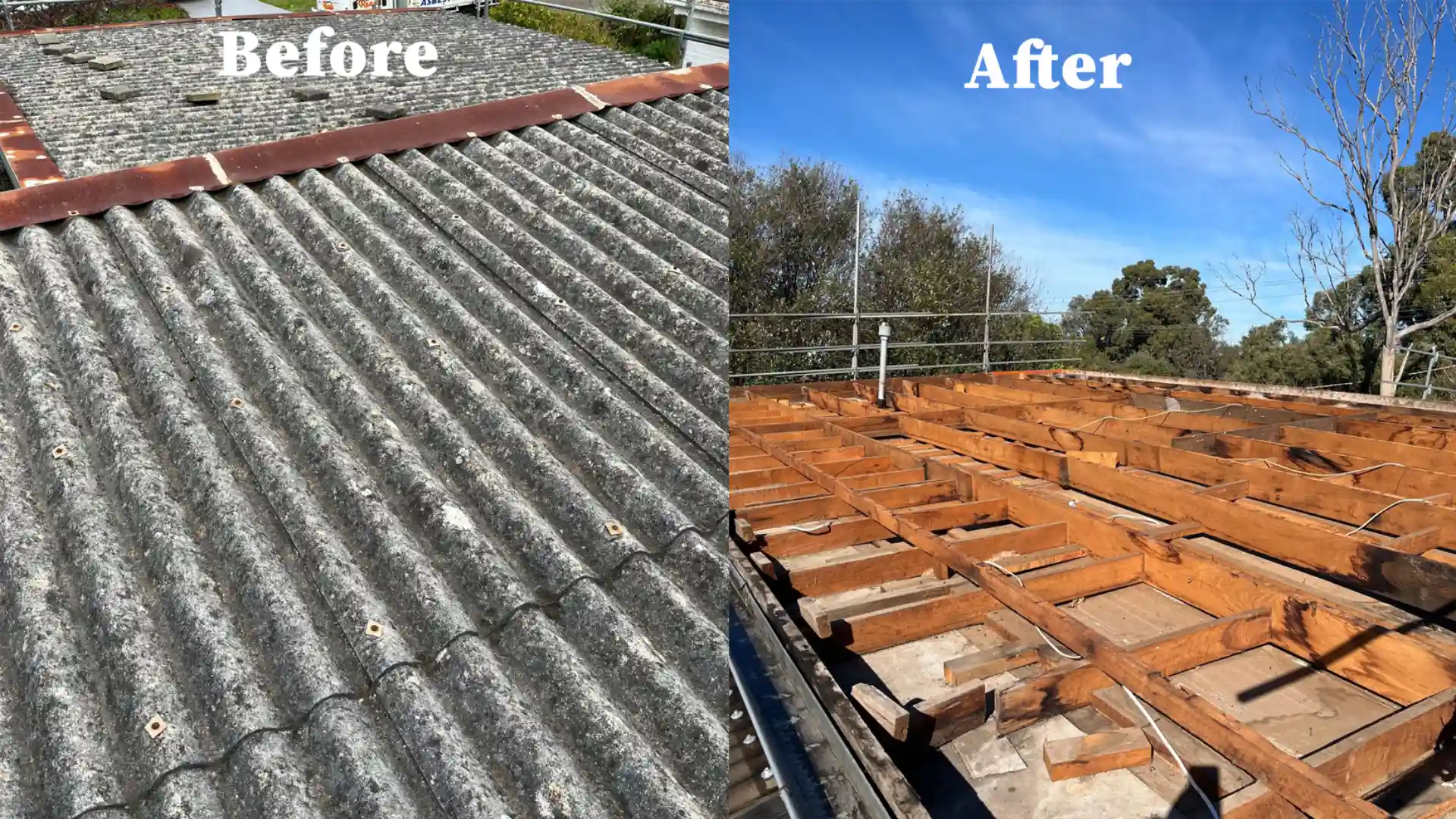 Side by Side Comparison Before After Asbestos Removal